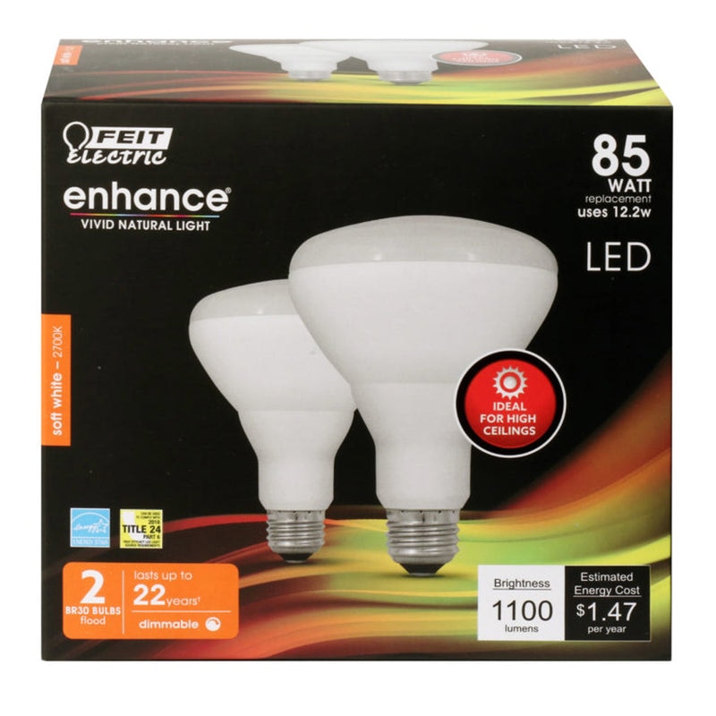 Feit Electric Enhance BR30 E26 (Medium) LED Bulb Soft White 85 Watt Equivalence 2 pk