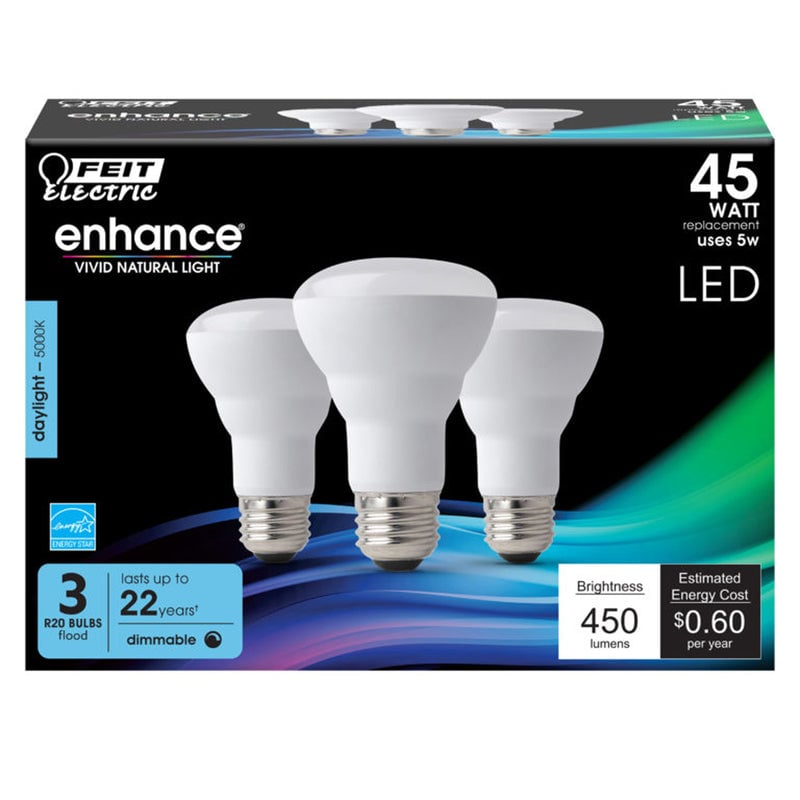 Feit Electric Enhance R20 E26 (Medium) LED Bulb Daylight 45 Watt Equivalence 3 pk