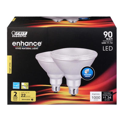 Feit Electric Enhance PAR38 E26 (Medium) LED Bulb Bright White 90 Watt Equivalence 2 pk