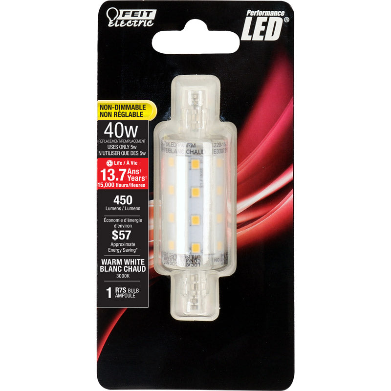 Feit Electric Performance LED R7S R7 LED Bulb Warm White 40 Watt Equivalence 1 pk