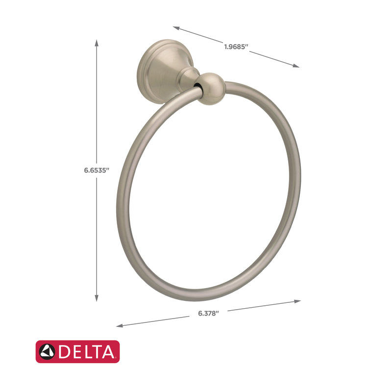 Delta Crestfield Satin Nickel Towel Ring Die Cast Zinc