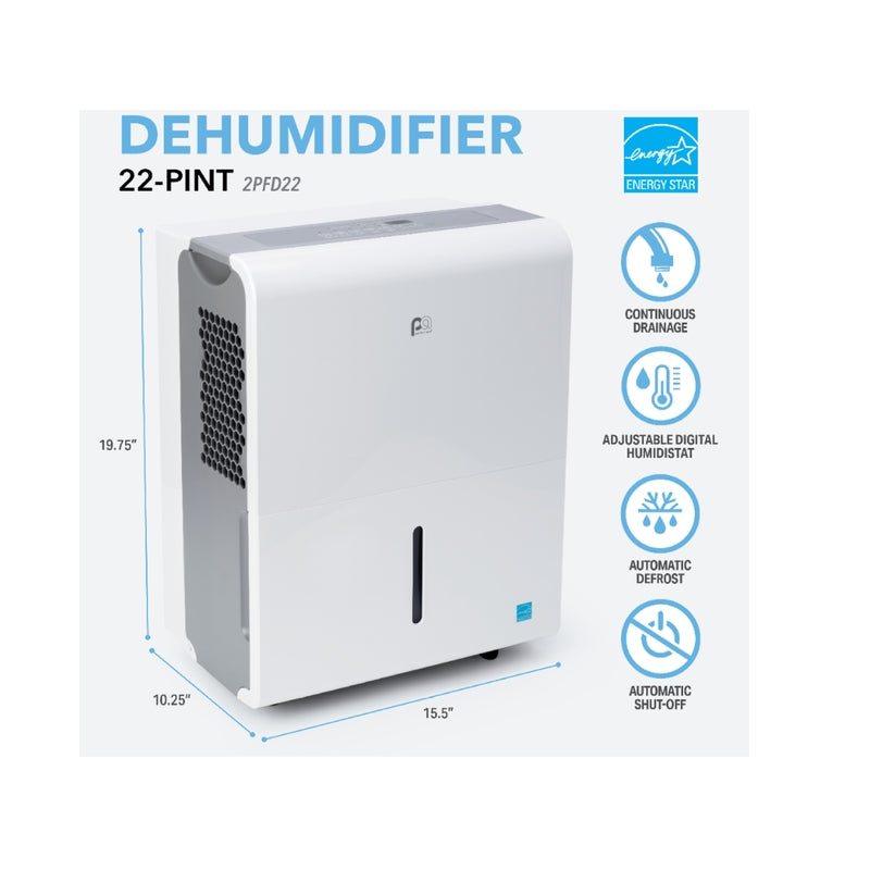 Perfect Aire 1500 sq ft 22 pt Flat Panel Dehumidifier