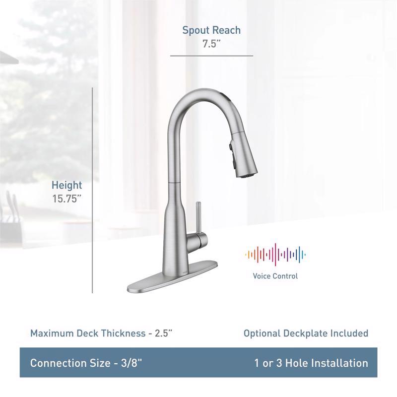 Moen Zyla One Handle Stainless Steel Motion Sensing Pull-Down Kitchen Faucet Smart