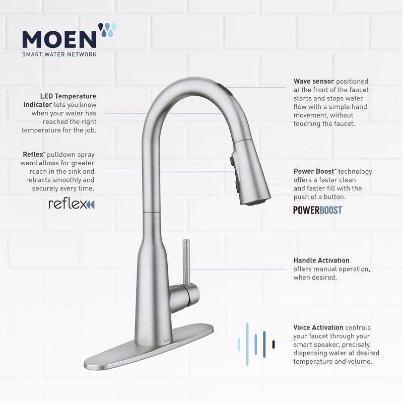 Moen Zyla One Handle Stainless Steel Motion Sensing Pull-Down Kitchen Faucet Smart