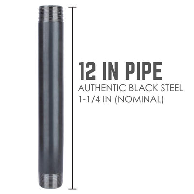 STZ Industries 1-1/4 in. MIP each X 1-1/4 in. D MIP Black Steel 12 in. L Nipple