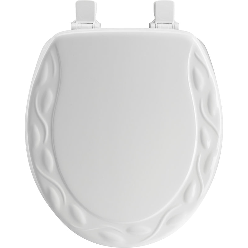 Bemis Never Loosens Round White Molded Wood Toilet Seat