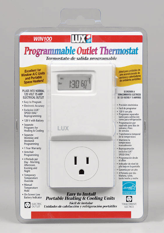 LUX Heating and Cooling Dial Programmable Outlet Thermostat