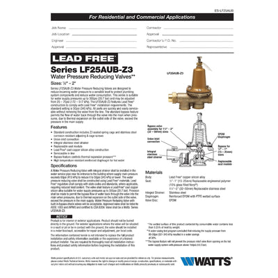 Watts 1/2 in. Female Threaded Union Brass Water Pressure Reducing Valve 1/2 in. FNPT 1 pk