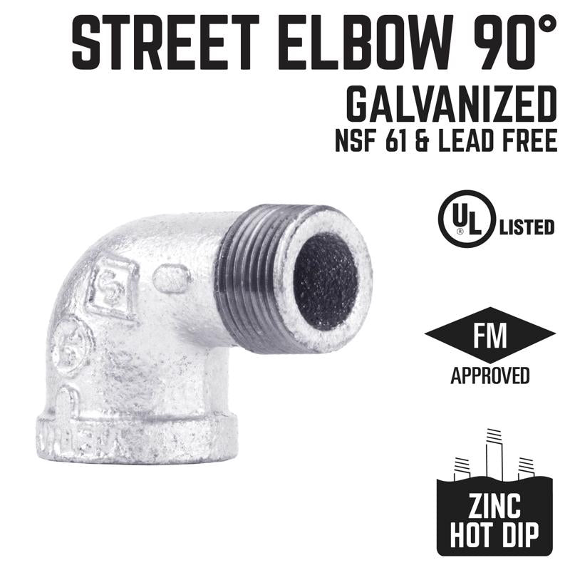 STZ Industries 4 in. FIP each X 4 in. D MIP Galvanized Malleable Iron 90 Degree Street Elbow