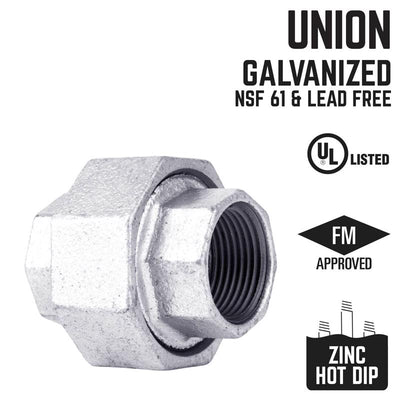STZ Industries 2-1/2 in. FIP each X 2-1/2 in. D FIP each Galvanized Malleable Iron Union