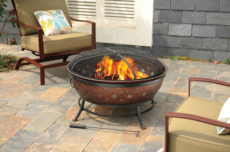 Living Accents 35.8 in. W Steel Noma Round Wood Fire Pit