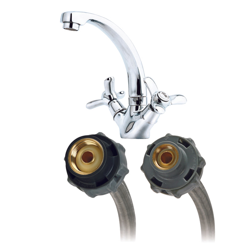 Fluidmaster 3/8 in. Compression X 1/2 in. D FIP 16 in. Stainless Steel Supply Line