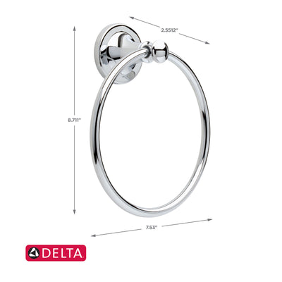Delta Silverton Polish Chrome Towel Ring Die Cast Zinc