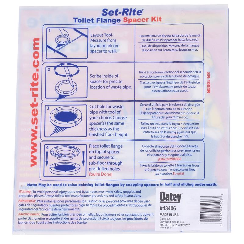 Set-Rite Toilet Flange Spacer Kit Red Polypropolene