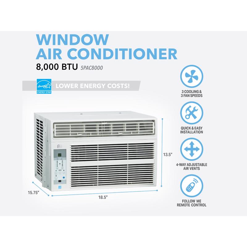 Perfect Aire 8000 BTU Window Air Conditioner w/Remote