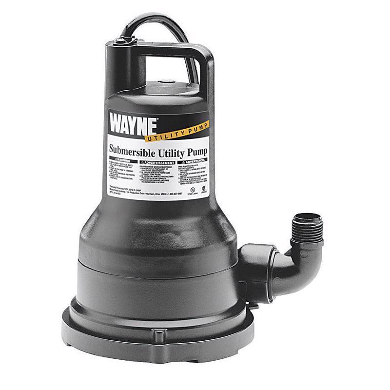 Wayne 1/5 HP 2050 gph Thermoplastic Switchless Switch Bottom AC Submersible Utility Pump