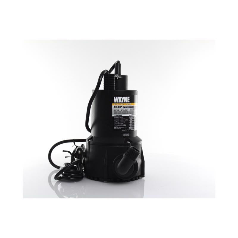 Wayne 1/5 HP 2050 gph Thermoplastic Switchless Switch Bottom AC Submersible Utility Pump