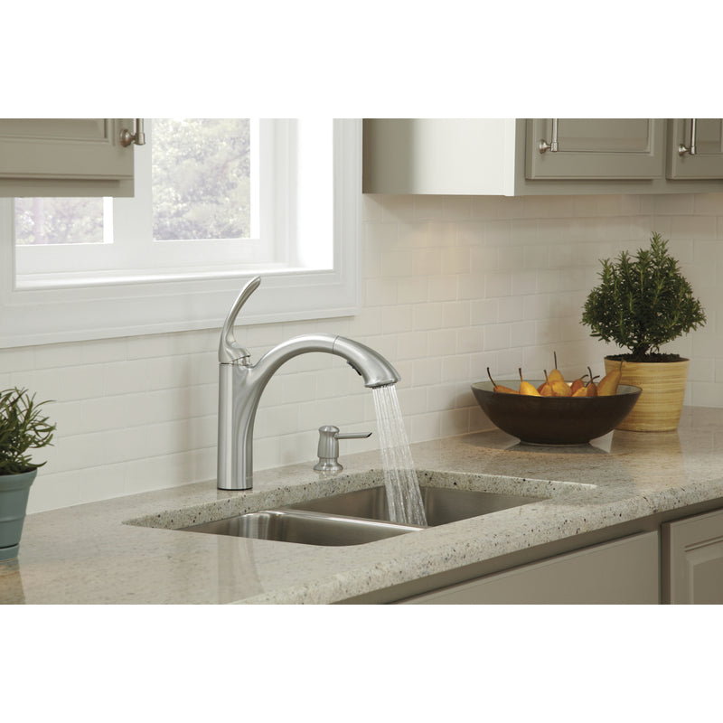 Moen Kinzel One Handle Stainless Steel Pull-Out Kitchen Faucet