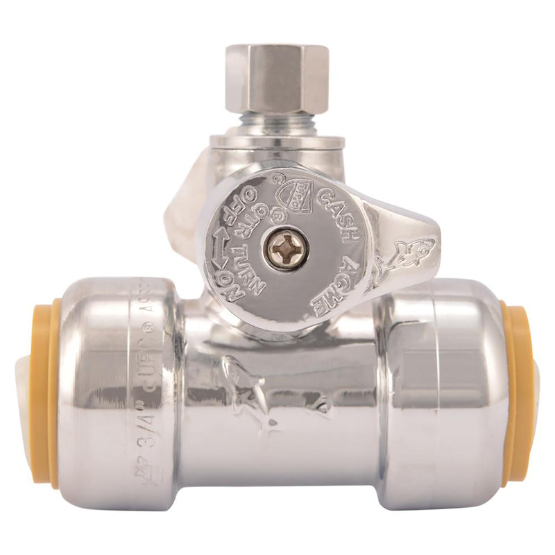 SharkBite 3/4 in. PTC X 1/4 in. Compression Brass Tee Stop