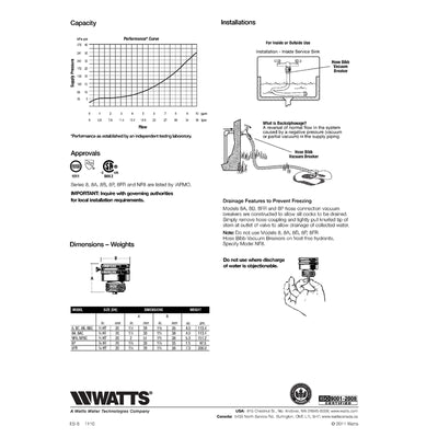 Watts 3/4 in. MNPT Brass Vacuum Breaker 3/4 in. FNPT 1 pk