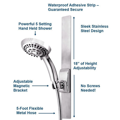 Waterpik Chrome Five settings Showerhead With Slide Bar 2.5 gpm