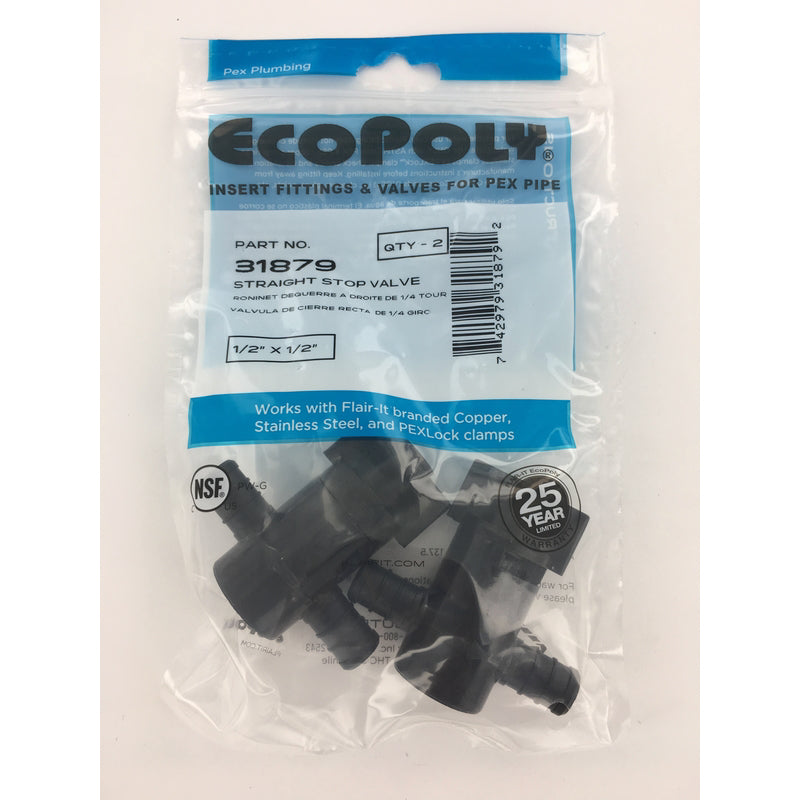 Flair-It Ecopoly 1/2 in. Crimp X 1/2 in. Crimp Plastic Shut-Off Valve