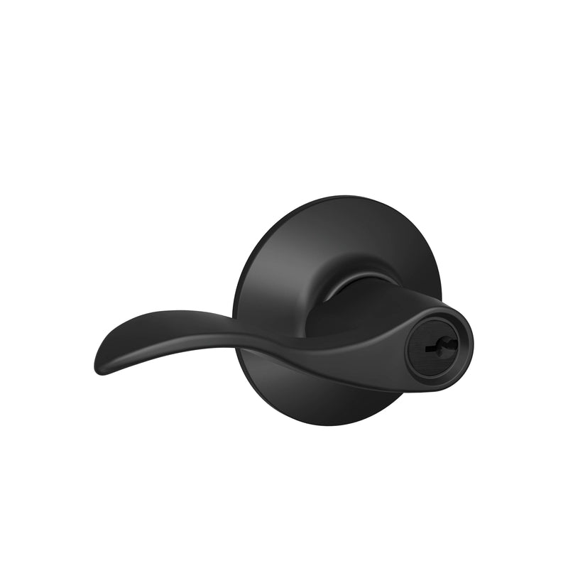 Schlage Accent Matte Black Entry Lever Key: K4 1-3/4 in.