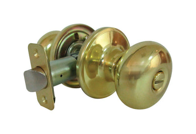 Faultless Mushroom Polished Brass Privacy Knob Right Handed