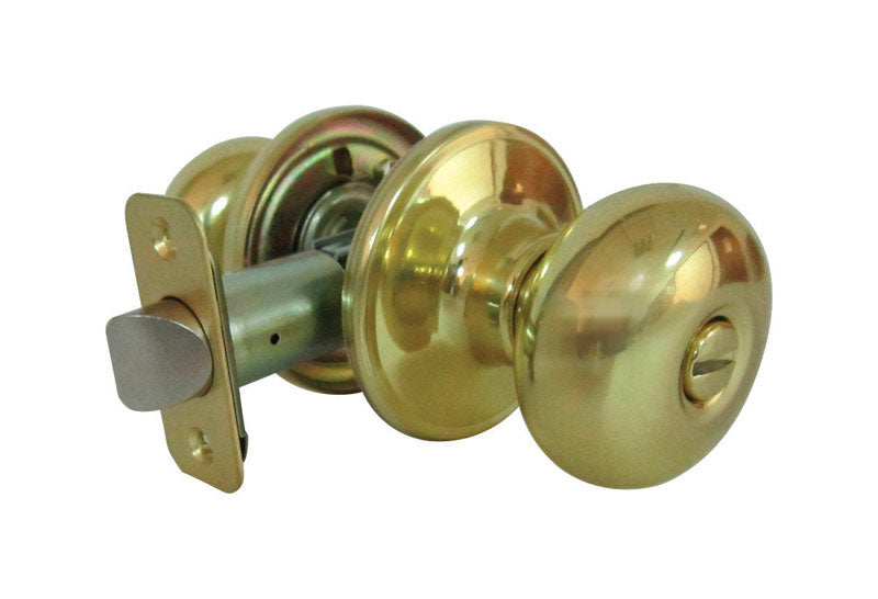 Faultless Mushroom Polished Brass Privacy Knob Right Handed