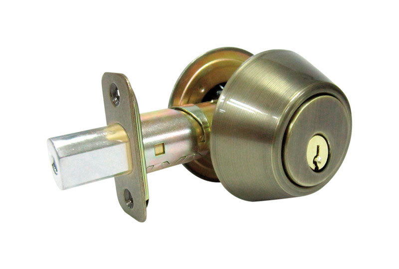 Faultless Antique Brass Double Cylinder Lock 1-3/4 in in.
