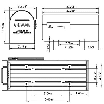 Gibraltar Mailboxes Ironside Contemporary Galvanized Steel Post Mount Black Mailbox