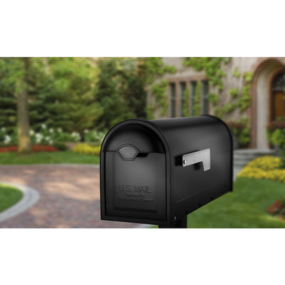 Architectural Mailboxes Winston Galvanized Steel Post Mount Black Mailbox