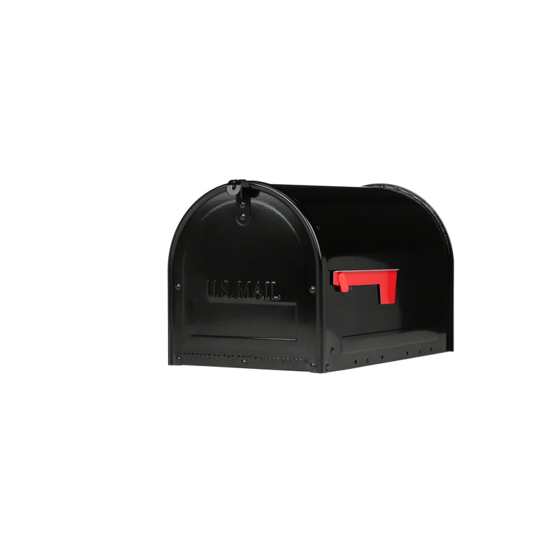 Gibraltar Mailboxes Marshall Classic Galvanized Steel Post Mount Black Mailbox