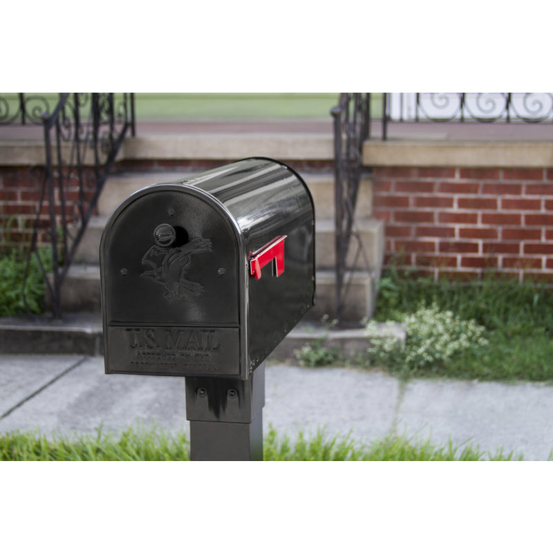 Gibraltar Mailboxes Outback Classic Galvanized Steel Post Mount Black Double Door Mailbox