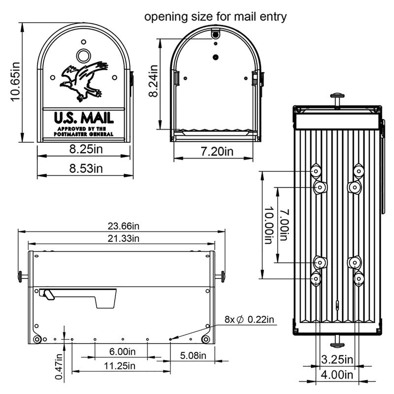 Gibraltar Mailboxes Outback Classic Galvanized Steel Post Mount Black Double Door Mailbox