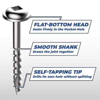 Kreg No. 8 X 2-1/2 in. L Square Pocket-Hole Screw 125 pk