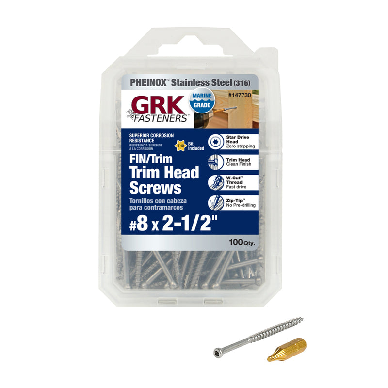 GRK Fasteners No. 8 X 2-1/2 in. L Star Trim Head Construction Screws 100 pk