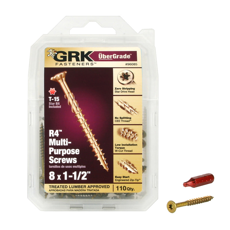 GRK Fasteners UberGrade No. 8 X 1-1/2 in. L Star Flat Head Multi-Purpose Screw 110 pk