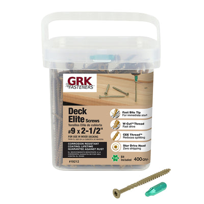 GRK Fasteners Deck Elite No. 9 X 2-1/2 in. L Star Bugle Head Deck Screws 400 pk