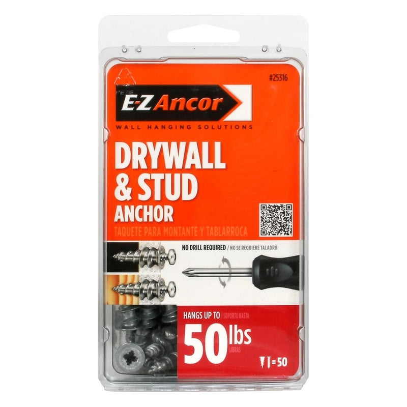 E-Z Ancor Stud Solver 1-1/4 in. L Zinc Drywall Anchors 50 pk