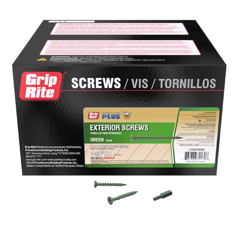 Grip-Rite PrimeGuard Plus No. 8 wire X 1-5/8 in. L Star Flat Head Deck Screws 5000 pk