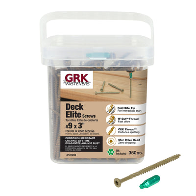 GRK Fasteners Deck Elite No. 9 X 3 in. L Star High Corrosion Resistant Wood Screws 350 pk