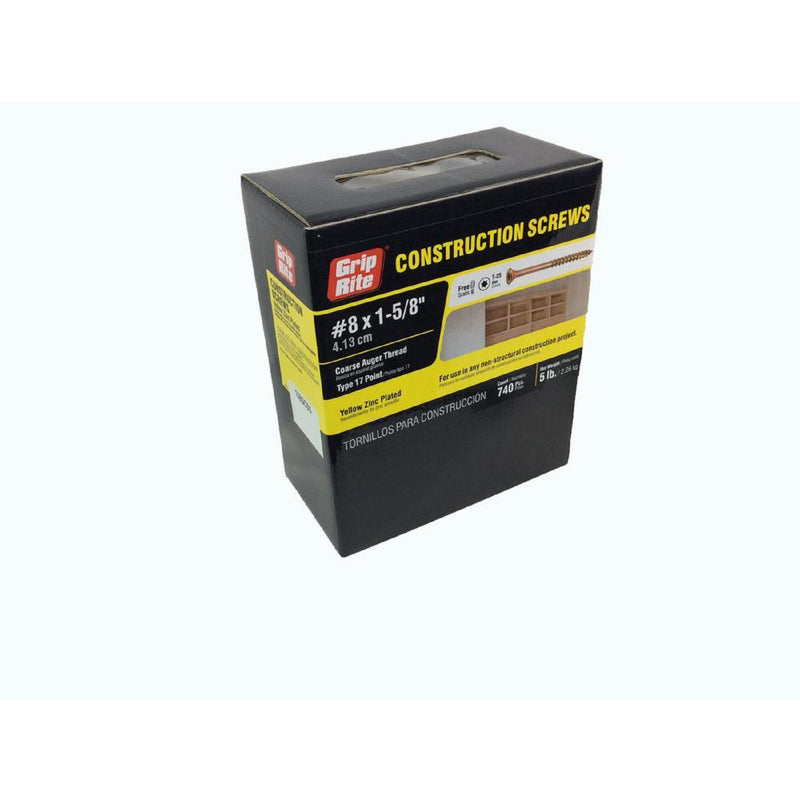 Grip-Rite No. 8 wire X 1-5/8 in. L Star Bugle Head Construction Screws 5 lb