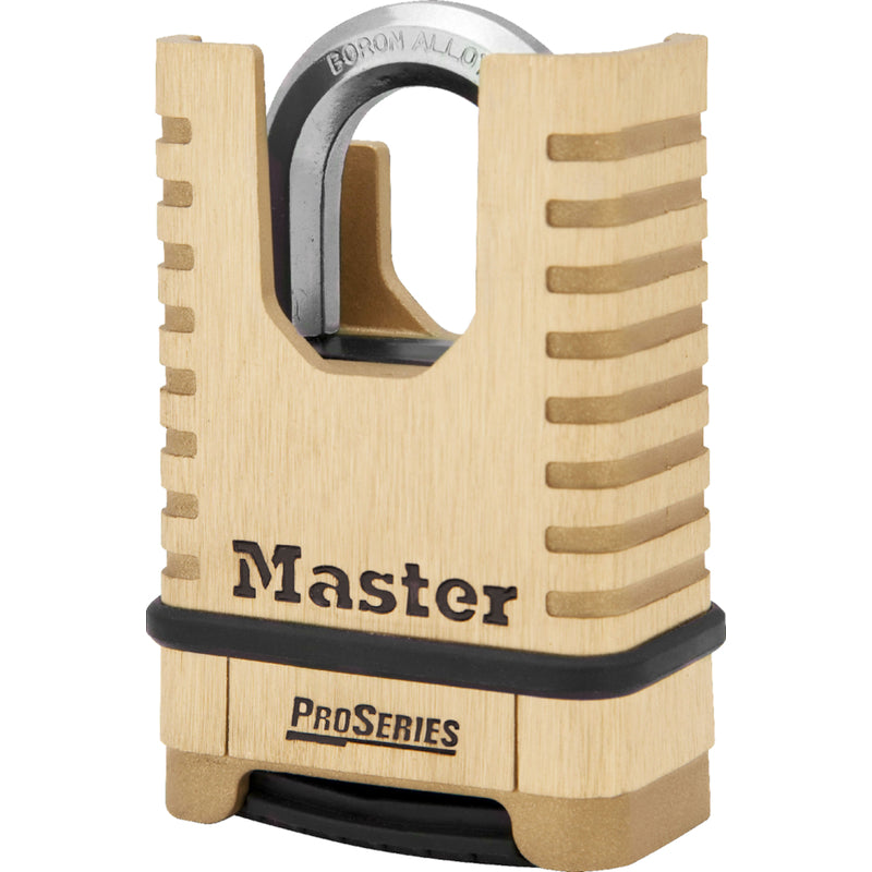 Master Lock ProSeries 6.56 in. H X 2-1/4 in. W Brass 4-Digit Combination Shrouded Shackle Padlock