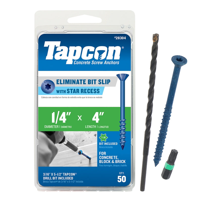 Tapcon 4 in. L Star Flat Head Concrete Screws 50 pk