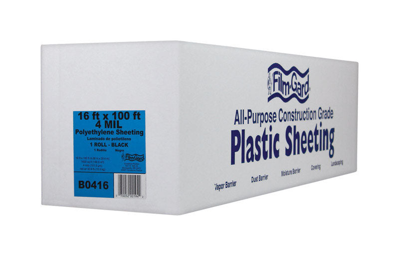 Film-Gard Plastic Sheeting 4 mil X 16 ft. W X 100 ft. L Polyethylene Black 1 pk
