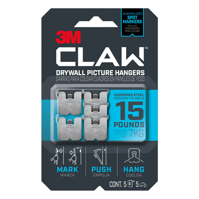 3M Claw Silver Drywall Picture Hanger 15 lb 5 pk