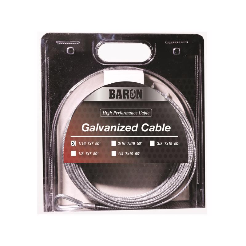 Baron Galvanized Galvanized Steel 1/16 in. D X 50 ft. L Aircraft Cable
