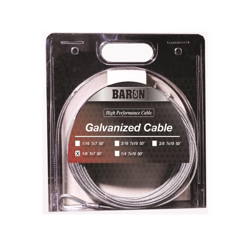 Baron Galvanized Galvanized Steel 1/8 in. D X 50 ft. L Aircraft Cable