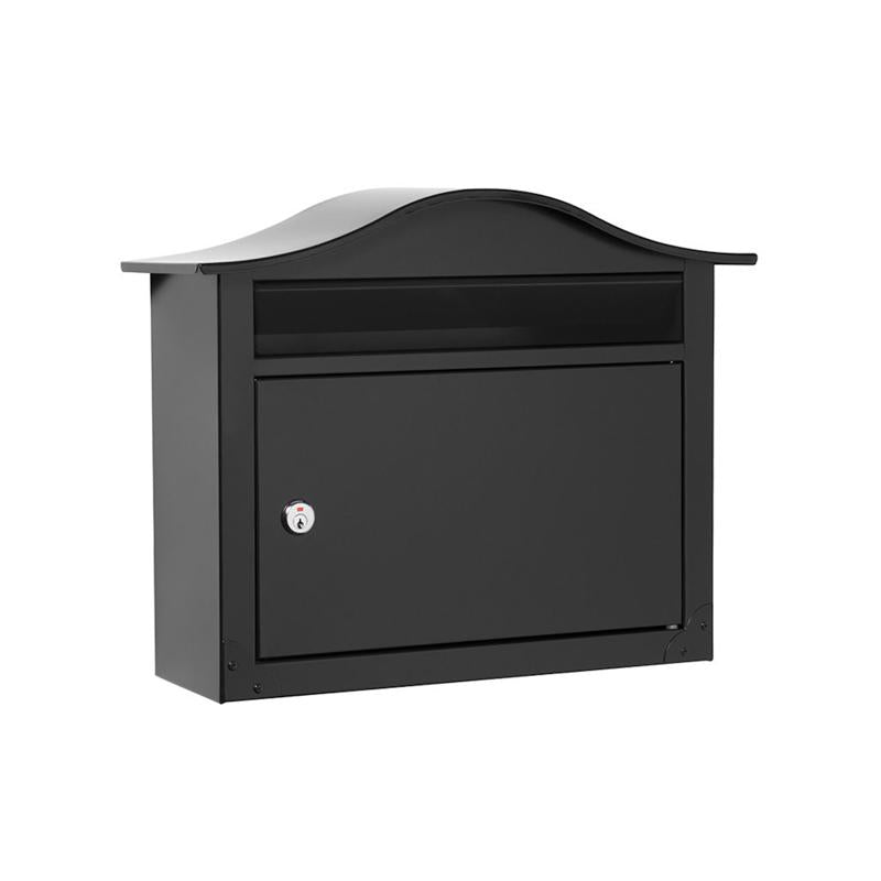 Architectural Mailboxes The Saratoga Galvanized Steel Wall Mount Black Locking Mailbox